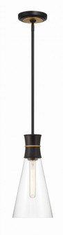 Quinn 7'' Matte Black + Textured Gold Pendant (205|QUN-1500-MK-TG)