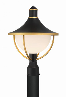 Atlas 1 Light Matte Black + Textured Gold Outdoor Post (205|ATL-709-MK-TG)