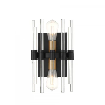 Santiago 2-Light Wall Sconce in Matte Black with Warm Brass Accents (128|9-1935-2-143)