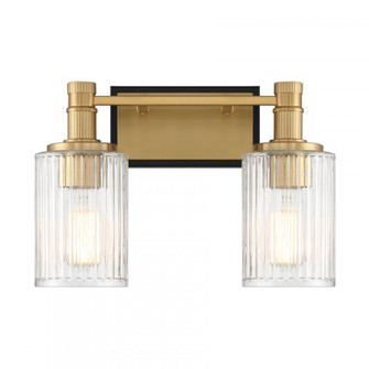 Concord 2-Light Bathroom Vanity Light in Matte Black with Warm Brass (128|8-1102-2-143)