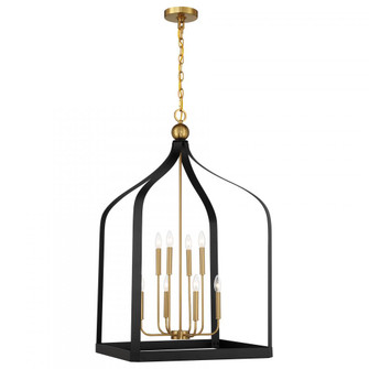 Sheffield 8-Light Pendant in Matte Black with Warm Brass Accents (128|7-7800-8-143)