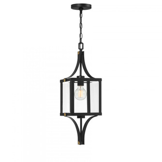 Raeburn 1-Light Outdoor Hanging Lantern in Matte Black and Weathered Brushed Brass (128|5-475-144)