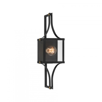 Raeburn 1-Light Outdoor Wall Lantern in Matte Black and Weathered Brushed Brass (128|5-474-144)
