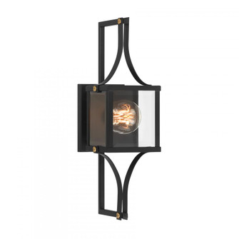 Raeburn 1-Light Outdoor Wall Lantern in Matte Black and Weathered Brushed Brass (128|5-473-144)