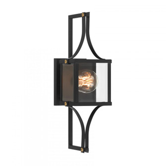 Raeburn 1-Light Outdoor Wall Lantern in Matte Black and Weathered Brushed Brass (128|5-473-144)