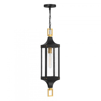 Glendale 1-Light Outdoor Hanging Lantern in Matte Black and Weathered Brushed Brass (128|5-277-144)
