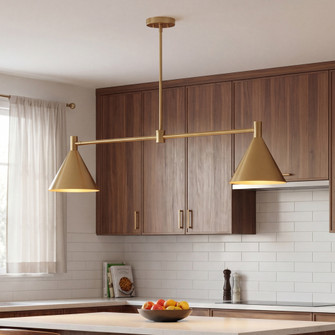 Pharos 2-Light Linear Chandelier in Noble Brass by Breegan Jane (128|1-8005-2-127)