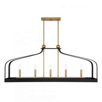 Sheffield 5-Light Linear Chandelier in Matte Black with Warm Brass Accents (128|1-7804-5-143)