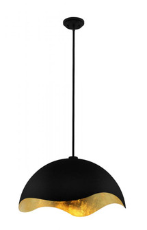 1 Light Pendant in Textured Sand Coal Black with Gold Leaf Inside (77|P1915-711)