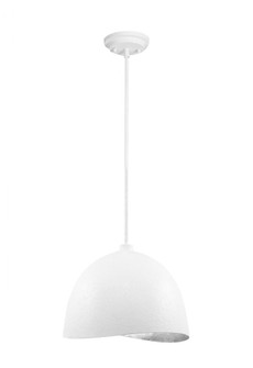 1 Light Pendant in Textured White with Silver Leaf Inside (77|P1914-736)