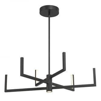 6 Light LED Chandelier with Rotating Arms and LED Downlight in Coal Black Finish (77|P1476-66A-L)