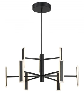 9 Light LED Chandelier Fixture in Coal Black Finish with Etched Acrylic Glass (77|P1419-66A-L)