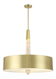 5 Light Pendant in Brushed Brass with Faux Rock Crystal and Frosted Glass (77|P1285-859-L)