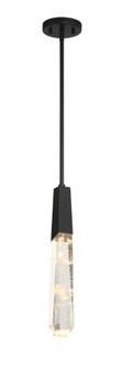 1 Light LED Pendant in Coal Black with Faux Rock Crystal (77|P1283-66A-L)