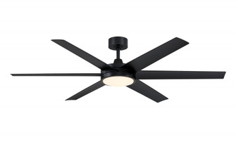Brawn 64 inch Indoor/Outdoor Ceiling Fan with LED CCT Select Light Kit - Black with Black blades (90|FPD6605BL)