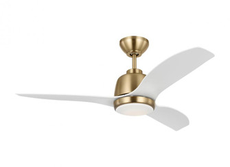 Avila 44 LED Ceiling Fan in Satin Brass with Matte White Blades and Light Kit (6|3AVLR44SBD)