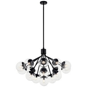 Silvarious 38 Inch 16 Light Convertible Chandelier with Clear Glass in Black (2|52702BKCLR)