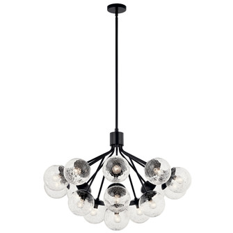 Silvarious 38 Inch 16 Light Convertible Chandelier with Clear Crackled Glass in Black (2|52702BK)