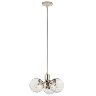 Silvarious 16.5 Inch 3 Light Convertible Pendant with Clear Crackled Glass in Polished Nickel (2|52700PN)