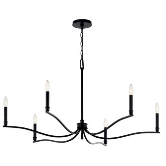 Malene 42 Inch 6 Light Chandelier in Black (2|52696BK)