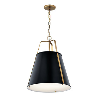 Etcher 18 Inch 2 LT Pendant with Etched Painted White Glass Diffuser in Black and Champagne Bronze (2|52711BK)
