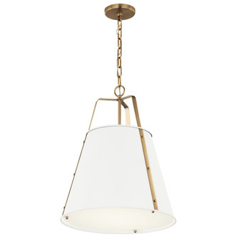 Etcher 18 Inch 2 LT Pendant with Etched Painted White Glass Diffuser in White and Champagne Bronze (2|52711WH)
