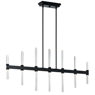 Sycara 48.25 Inch 14 Light LED Linear Chandelier with Faceted Crystal in Black (2|52670BK)