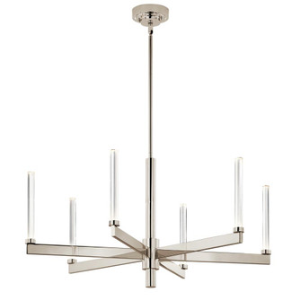 Sycara 36.25 Inch 6 Light LED Chandelier with Faceted Crystal in Polished Nickel (2|52667PN)