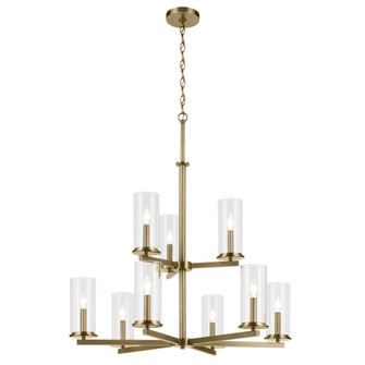 Crosby 32.5'' 9-Light 2-Tier Chandelier with Clear Glass in Natural Brass (2|44014NBR)