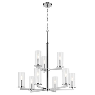 Crosby 32.5'' 9-Light 2-Tier Chandelier with Clear Glass in Chrome (2|44014CH)