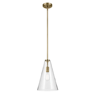 Everly 15.25'' 1-Light Cone Pendant with Clear Seeded Glass in Natural Brass (2|42199NBRCS)