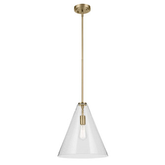 Everly 15.5'' 1-Light Cone Pendant with Clear Seeded Glass in Natural Brass (2|42200NBRCS)