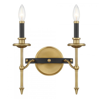 Consulate 2-Light Wall Sconce in Matte Black and Warm Brass (128|9-9510-2-143)