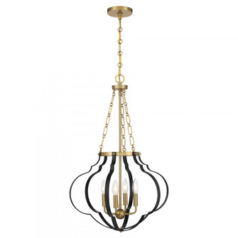 Mercer 4-Light Pendant in Matte Black and Warm Brass (128|7-4866-4-143)