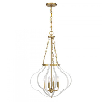 Mercer 4-Light Pendant in White and Warm Brass (128|7-4866-4-142)