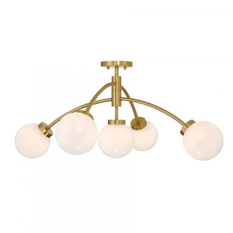 Redfield 5-Light Semi-Flush in Warm Brass (128|6-6199-5-322)