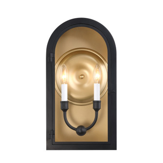 Grotto 2-Light Outdoor Wall Lantern in Matte Black with Vintage Gold (128|5-411-331)