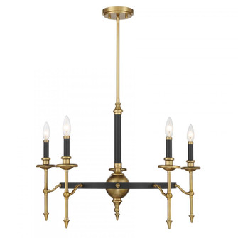 Consulate 5-Light Chandelier in Matte Black and Warm Brass (128|1-9511-5-143)