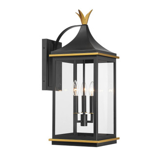 Simpson 3 Light Matte Black + Textured Gold Outdoor Sconce (205|SIM-803-MK-TG)