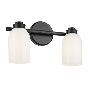 Shae 15'' 2-Light Vanity Light with White Opal Glass in Black (2|55201BK)