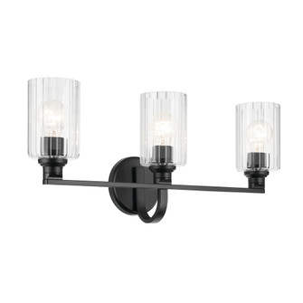 Gioe 24.25'' 3-Light Vanity Light with Clear Fluted Glass in Black (2|55226BKFLU)