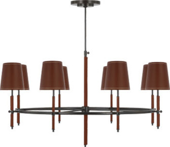 Bryant Wrapped Ring Chandelier in Bronze and Saddle Leather with Saddle Leather Shade (279|TOB 5588BZ/SDL-SDL)