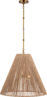 Goodman Large Hanging Lamp in Hand-Rubbed Antique Brass with Natural Abaca Shade (279|TOB 5014HAB-NAB)