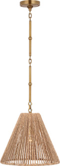 Goodman Small Hanging Light in Hand-Rubbed Antique Brass with Natural Abaca Shade (279|TOB 5090HAB-NAB)