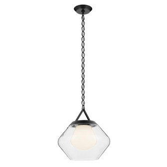 Nella 16 Inch 1 Light Pendant with Clear Outer Glass with Opal Interior Glass in Black (2|52783BK)