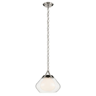 Nella 12 Inch 1 Light Pendant with Clear Outer Glass with Opal Interior Glass in Polished Nickel (2|52782PN)