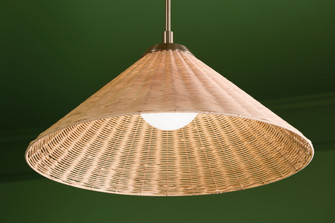 Bekah 24.25'' 1 LT Convertible Pendant with Opal Glass and Handwoven Rattan Shade in Champagne Br (2|52730CPZ)