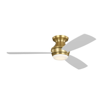 Ikon 52 Hugger LED Ceiling Fan in Burnished Brass with Matte White Blades and Light Kit (6|3IKR52BBSD)