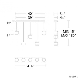 Banded Chandelier Light (1357|PD-68905L-BK)