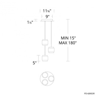 Banded Chandelier Light (1357|PD-68903R-BK)